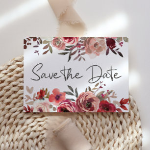 Rote Errötende Florale Rosen Trendige Save The Dat Date