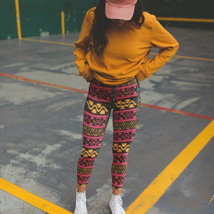 rote ethnische Azteke Leggings