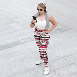 Rote ethnische Azteken  Capri Leggings