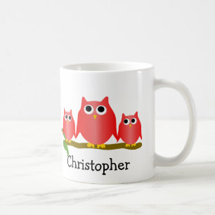 Rote Eulen Design personalisiert Kaffeetasse