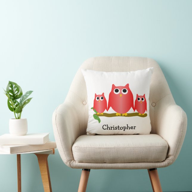 Rote Eulen Design Personalisiert Kissen (Stuhl )