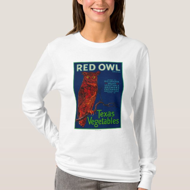Rote Eulen-Gemüseaufkleber T-Shirt (Vorderseite)