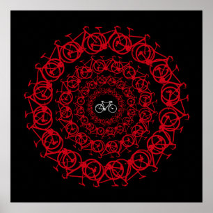 Rote Fahrräder Mandala Poster