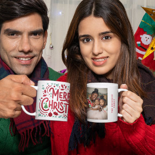 Rote falsche Folien Frohe Weihnachten Feiertagsfot Kaffeetasse