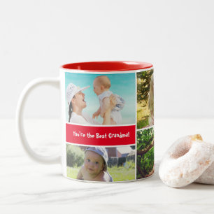 Rote Familien-Foto-Collagen-personalisierte Zweifarbige Tasse