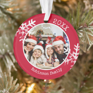 Rote Familienfoto-Weihnachtsdekoration Ornament
