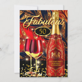 Rote fantastische Geburtstagsfeier Gold Champagner Einladung