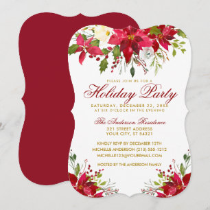 Rote Farbe der Flora Holiday Party Poinsettia Einladung