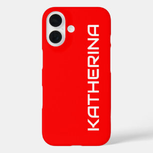 Rote Farbe Klassischer weißer Name iPhone 16 Hülle