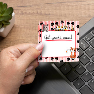 Rote Farbe mit Pfoten niedliche Kätzchen 3" x 3" Post-it Klebezettel