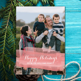 Rote Farbe Pinselstrich Weihnachtsfotokarte Feiertagskarte