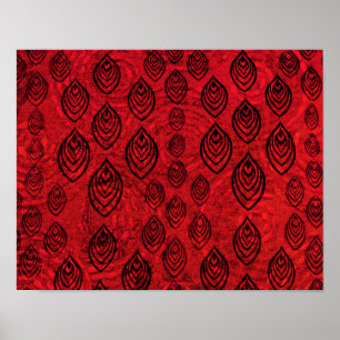 Rote Farbe Regen / Wassertropfen Formen Muster Poster
