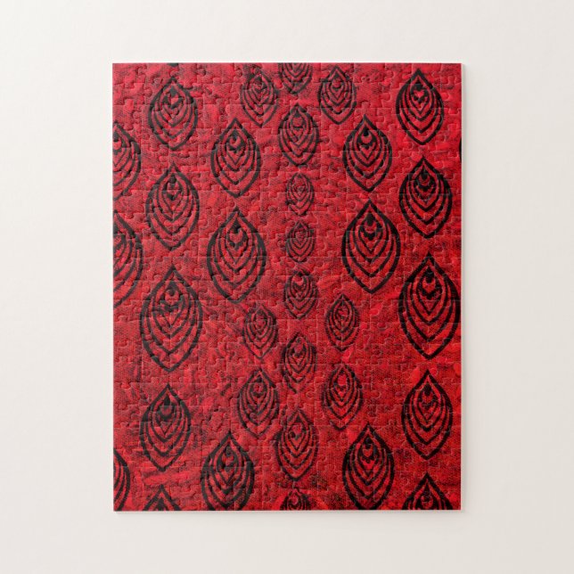 Rote Farbe Regen / Wassertropfen Formen Muster Puzzle (Vertikal)