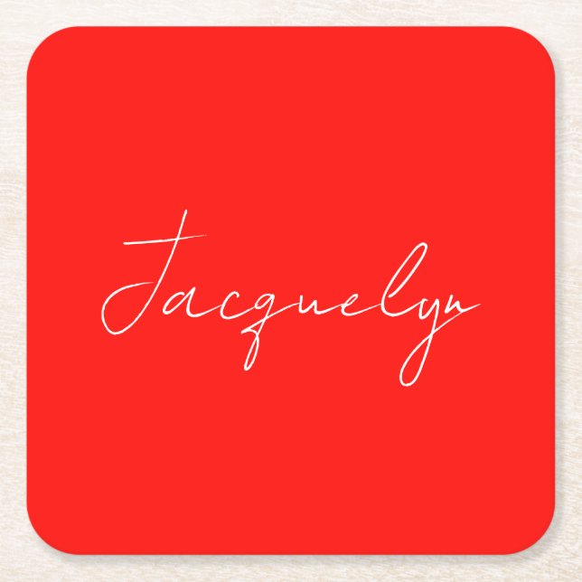 Rote Farbe Schlicht Elegant Moderner Minimalistisc Rechteckiger Pappuntersetzer (Vorderseite)