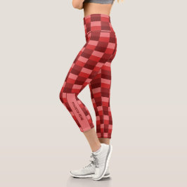 Rote Farbschattierungen Blöcke Capri Leggings