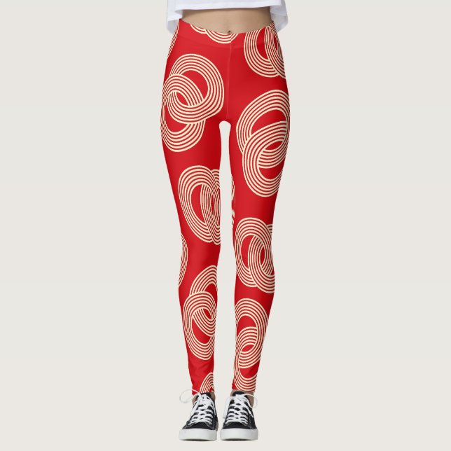 Rote Farbtöne, gerochene Streifen. Leggings (Vorderseite)