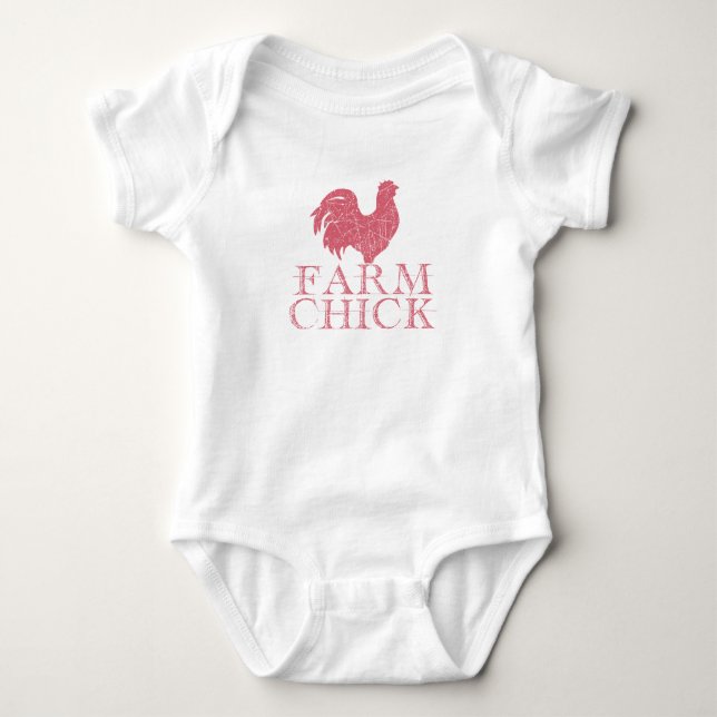 Rote Farm Küken mit Rooster Baby Strampler (Vorderseite)