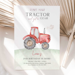 Rote Farm Traktor Geburtstagsparty Einladung