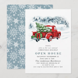 Rote Farm Truck Weihnachtsfeier OFFENES HAUS Einladung