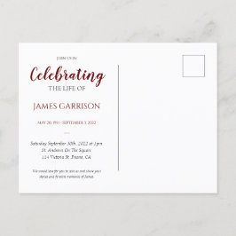 Rote Feier des Lebens mit Foto-Gedenkstätte Postkarte