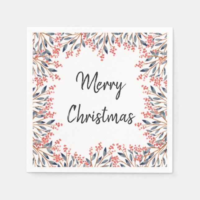 Rote Feiertage Winterbergbahnen Blätter Serviette (Vorderseite)