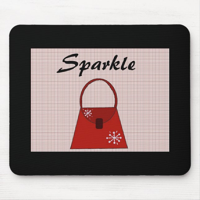Rote Feiertags-Handtasche - Funkeln Mousepad (Vorne)