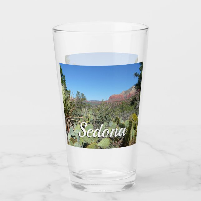 Rote Felsen und Kakteen I Glas (Vorderseite)