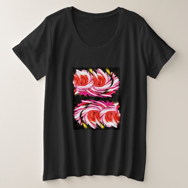 Rote festliche Blume Große Größe T-Shirt (Design vorne)