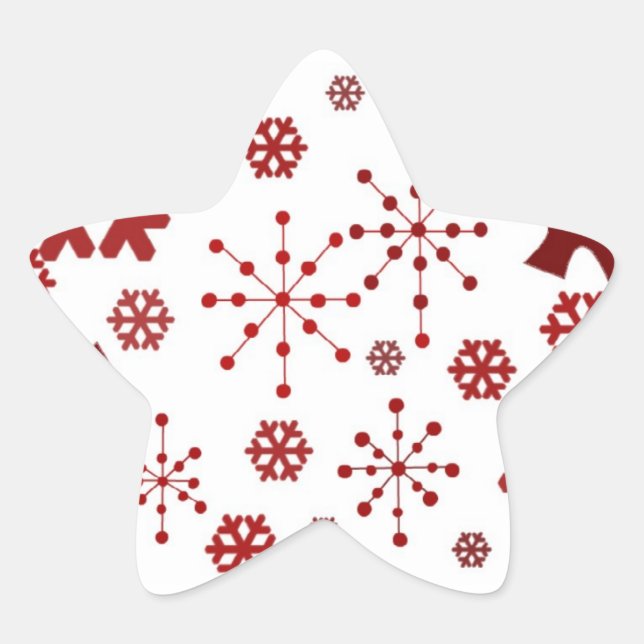 Rote festliche Schneeflocken Stern-Aufkleber (Vorderseite)