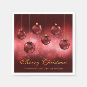 Rote festliche Weihnachtsbaumkugeln mit individuel Serviette