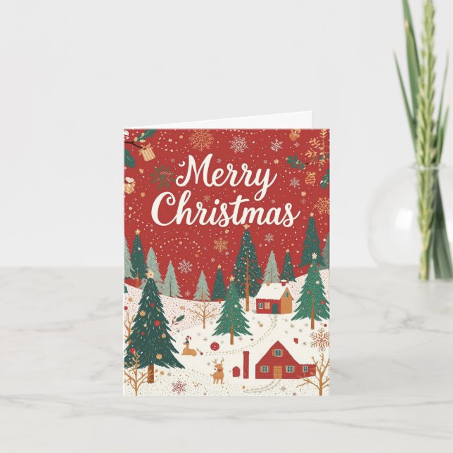 Rote festliche Weihnachtskarte Feiertagskarte (Vorderseite)