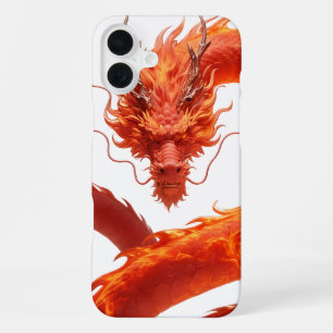 Rote Feuerdrache Kunst Mythisches Flammendrachen iPhone 16 Plus Hülle