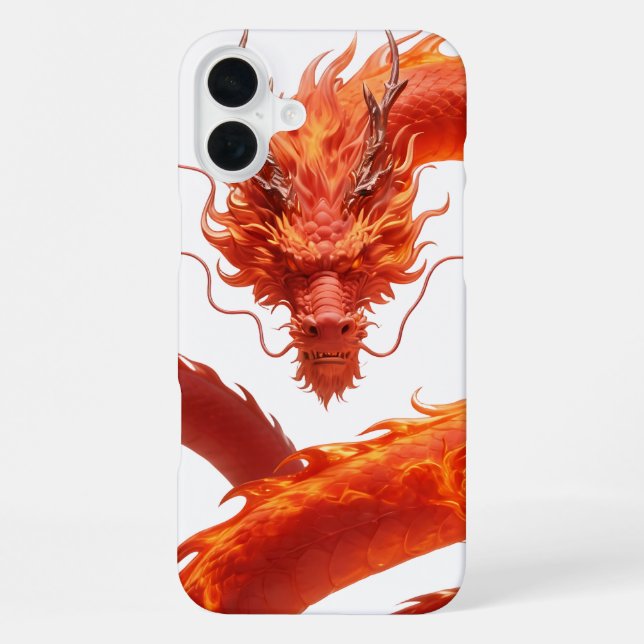 Rote Feuerdrache Kunst | Mythisches Flammendrachen iPhone Hülle (Rückseite)