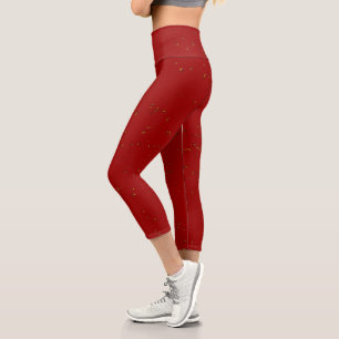Rote Feuerstrahlen überlagern Ihr Foto Capri Leggings