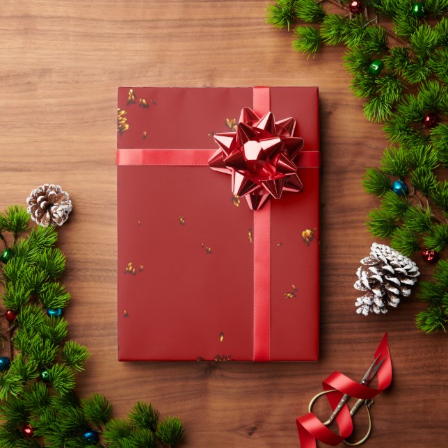 Rote Feuerstrahlen überlagern Ihr Foto Geschenkpapier (Feiertagsgeschenk)