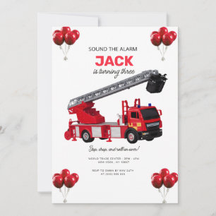 Rote Feuerwehr-Geburtstagsfeier Einladung