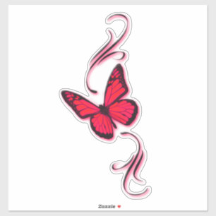 Rote Filigran-Schmetterling Aufkleber