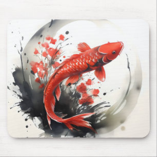Rote Fischfarben Mousepad