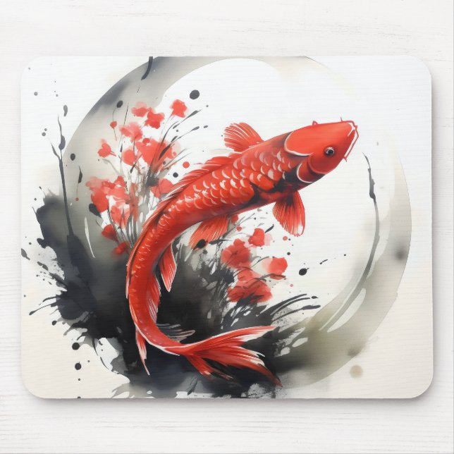 Rote Fischfarben Mousepad (Vorne)