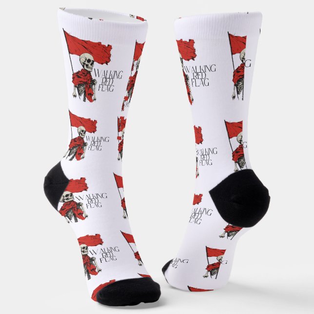 Rote Flagge Skeleton | Edgy Minimalistisch Spaß Socken (Gewinkelt)