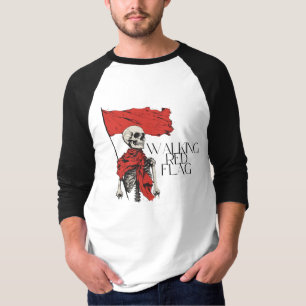 Rote Flagge Skeleton   Edgy Minimalistisch Spaß T-Shirt