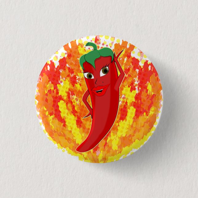 Rote Flammen mit Hot Pepper-Flammen Button (Vorderseite)