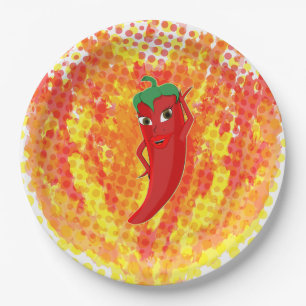 Rote Flammen mit Hot Pepper-Flammen Pappteller