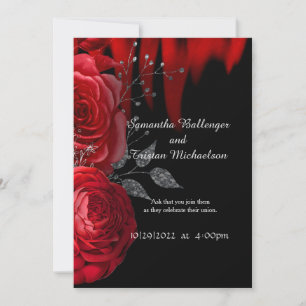 Rote Flammenrosen gothische Hochzeitseinladung Einladung