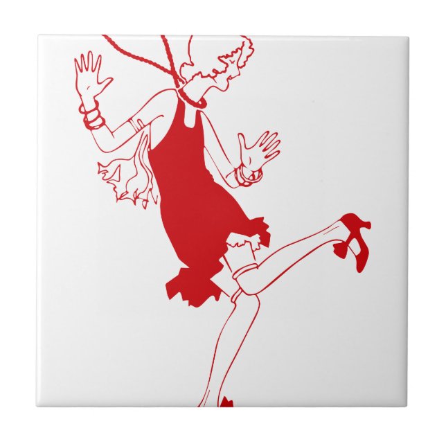 rote Flapper-Girl Fliese (Vorderseite)