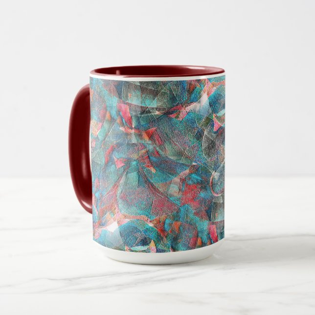 Rote Flecken mit Pfirsich und Zyanflecken an der s Tasse (Vorderseite Links)