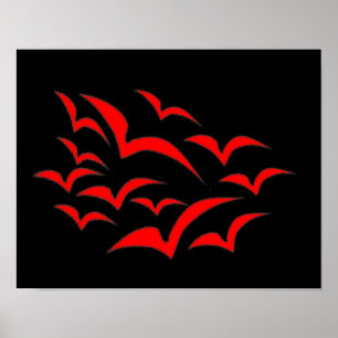 Rote Fledermaus-Wolkenposter Poster