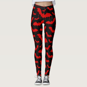 Rote Fledermäuse-Motte Nu Goth Gothic Alternative Leggings