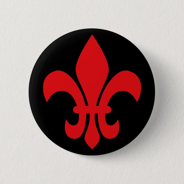Rote Fleur de Lys Button (Vorderseite)
