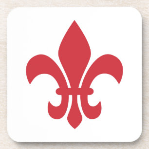 Rote Fleur de Lys Getränkeuntersetzer